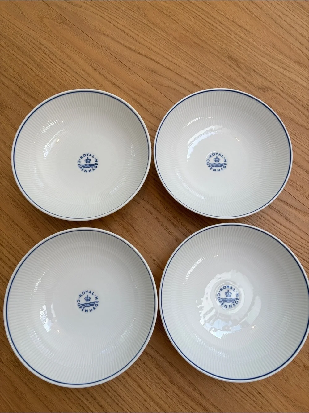 Set of 4 Royal Copenhagen Blueline Porcelain Bowls